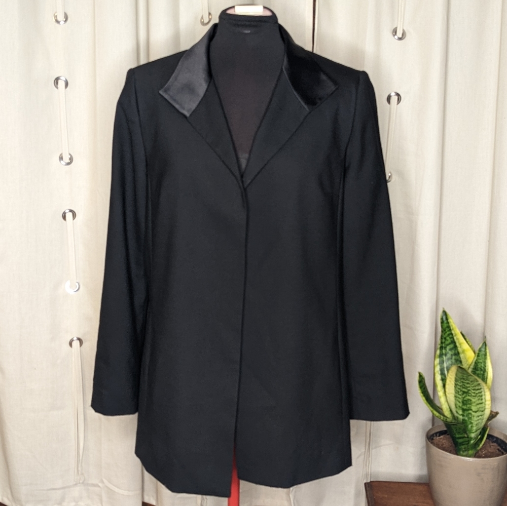 Sigrid Olsen wool blend open front black blazer Size 4